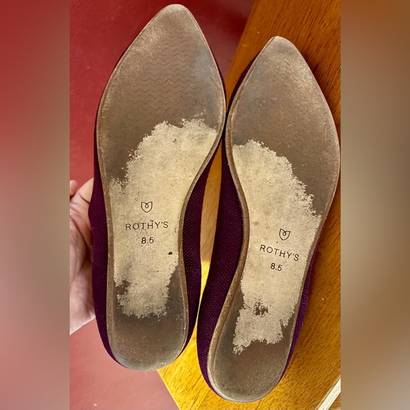 Rothy’s Aubergine Purple Merino The Point Flats Slip On shoes women size 8.5 - Picture 7 of 8
